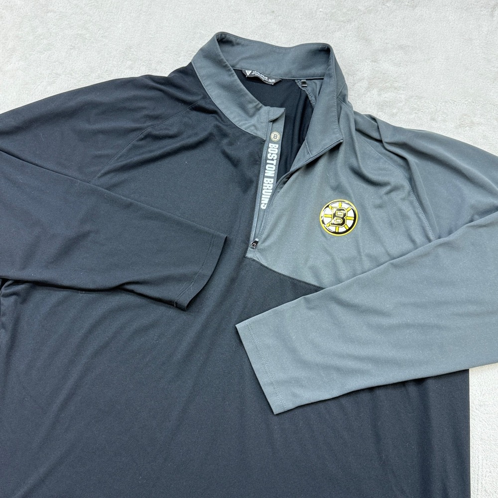 Boston Bruins Pullover Mens 2XL Black Grey NHL Hockey Quarter Zip Levelwear